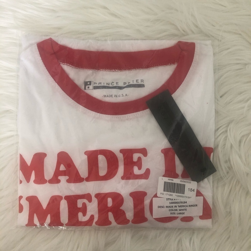 MODCLOTH NWT Made in America Ringer Graphic Tee Large Patriotic 4th of July